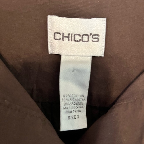Chico's Rich Brown Half Button-Up Blouse size 3 - Picture 4 of 5
